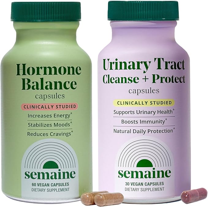 Semaine Hormone Balance & Urinary Tract Cleanse Bundle, Mood, Energy, Skin & Bladder Support, Clinically-Studied Ingredients (90 ct)