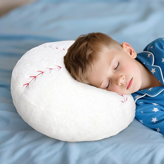 Wepop 18in Fluffy Baseball Pillow, Soft Baseball Pillows, Sports Ball Pillow Stuffed Plush Toy Room Decoration and Gifts for Kids, Boys, Girls, Baseball Fans