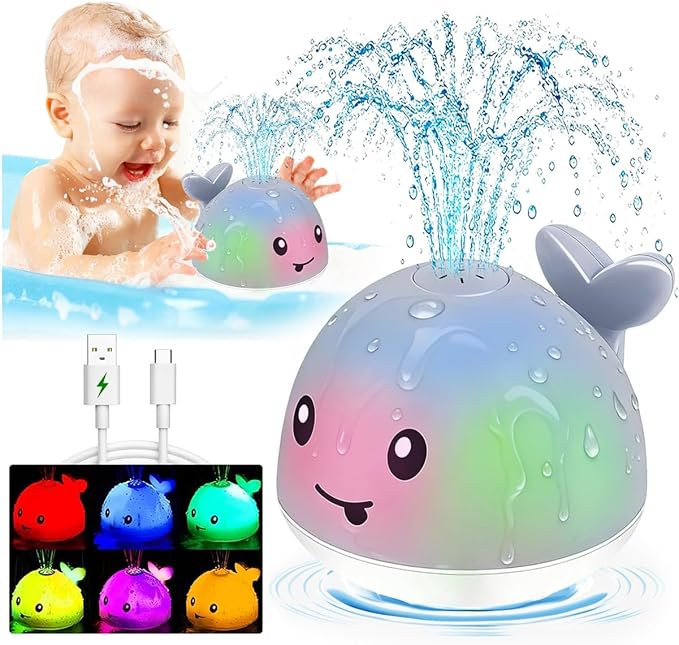 Bath Toys for Kids Ages 1-3 - Valentines Gifts Easter Basket Stuffers - 1 Year Old Girl Boy Gifts 1st First Birthday Gift - Light Up Whale Sprinkler Bathtub Water Pool Toys for Babies 6-12-18 Months