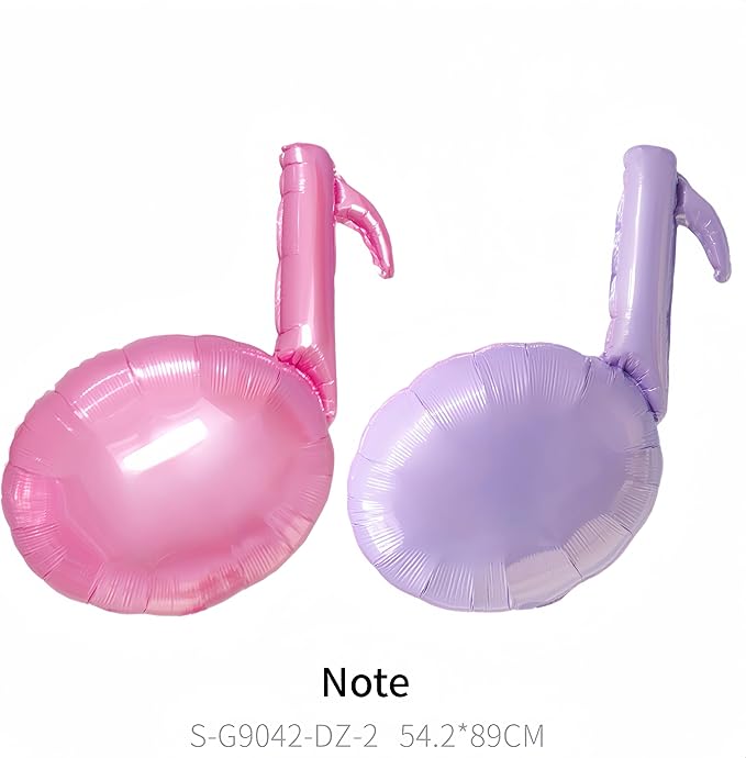 7Pcs Pink Purple Music Note Balloons for Singer Fans Party Decoration/Tayl Singer Birthday Decor/Korean Idol Demon Hunters Concert Balloon/Iridescent Disco Ball Foil Balloons/Popular Singer Supplies