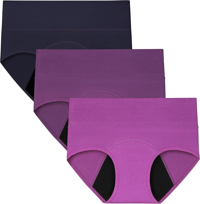 INNERSY Period Underwear for Women High Waisted Leak-Proof Postpartum Menstrual Panties 3-Pack