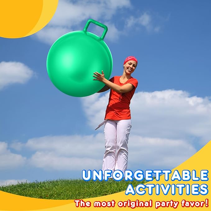 Lewtemi 2 Pcs 31 Inch Big Hopper Ball Jumping Hopping Inflatable Bouncing Ball with Handle and Air Pump for Adults Carnival Outdoor Sports Game(Red, Green)