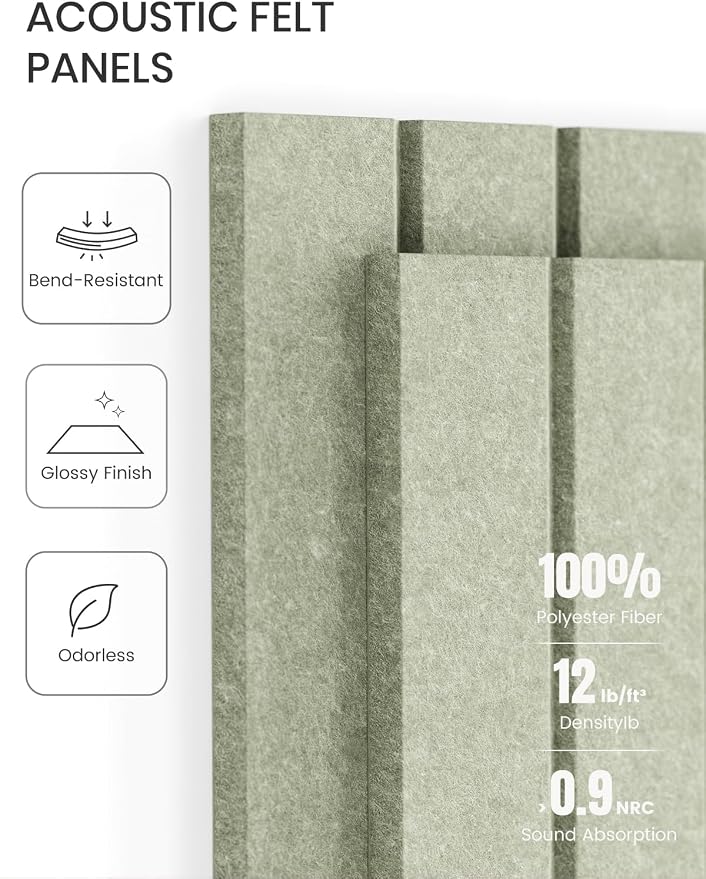 Fluxynara 36" x 24" Large Felt Bulletin Board, Sage | 6 Pack Cork Board Alternative with 30 Safe Adhesive Tabs, Pin Boards for Wall Decor, Home, Office, Classroom,Dorm