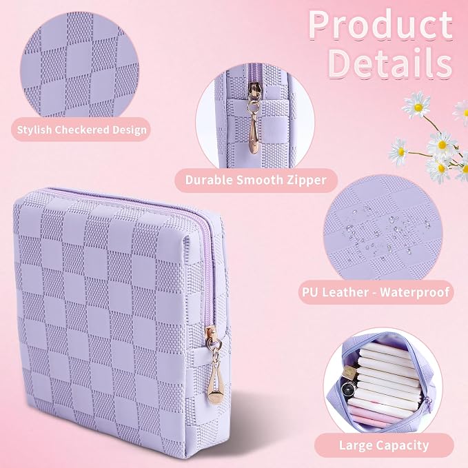 Period Bag for women Girls | PU Leather Sanitary Napkin Storage Bag | Cute Pads Bags for Period | Discreet Menstrual Pouch for Pads, Tampons, Menstrual Cups | Perfect for Travel & Daily Use