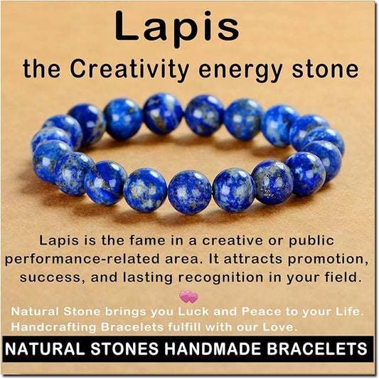 AD Beads Handmade Gemstone Stretch Elastic Bracelet Crystal Healing Reiki Nature's Beauty and Spiritual Essence Unisex