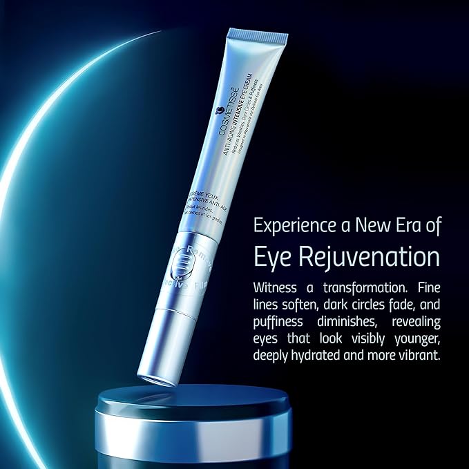 Cosmetisse Intensive Eye Cream with Vibrating Metal Applicator, Snail Secretion Filtrate, Shea Butter & Vitamin E, Helps Reduce the Appearance of Dark Circles, Puffiness & Fine Lines (0.68floz/20ml)