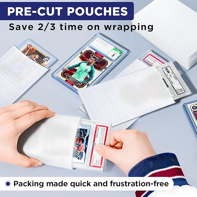 Trading Card Shipping Protectors for Graded Cards, PSA CGC BGS Graded Cards Shipping Protection Foam Bags – 50 Pack