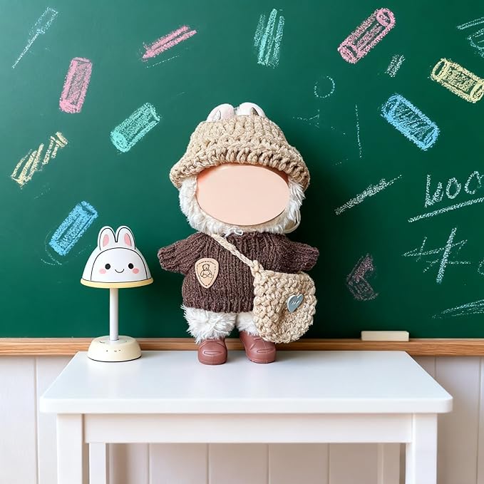 Doll Clothes Set for Labubu, 3-Piece Brown Outfit, Cute Dolls Outfit Accessories for 6.7in Dolls (NO Doll)