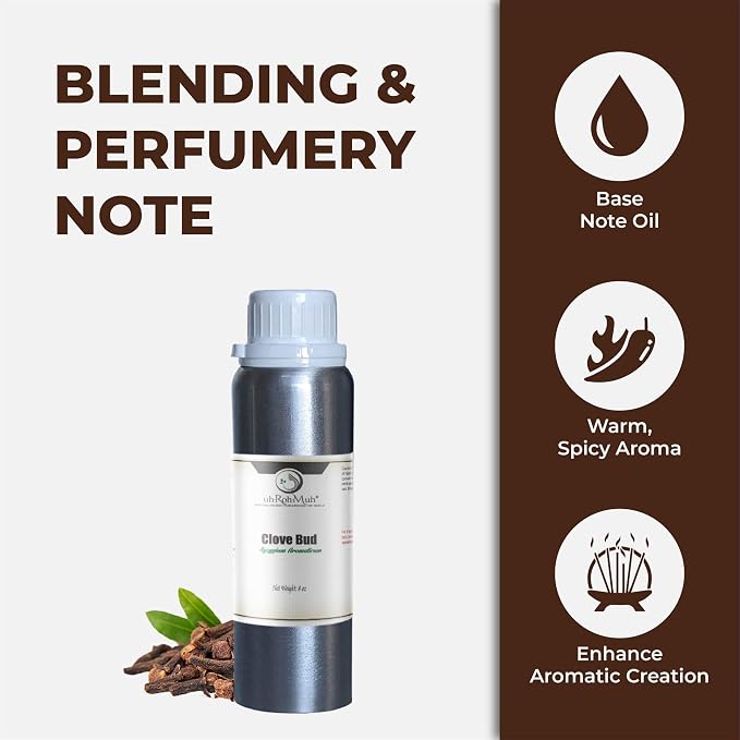 Clove Bud Essential Oil - Steam Distilled 100% Pure Eugenia Caryophyllus Clove Oil for Diffuser, Aromatherapy, Massage, DIY Skincare Hair Care, Warm Spicy Fragrance Natural - Indonesia - 8 FL Oz