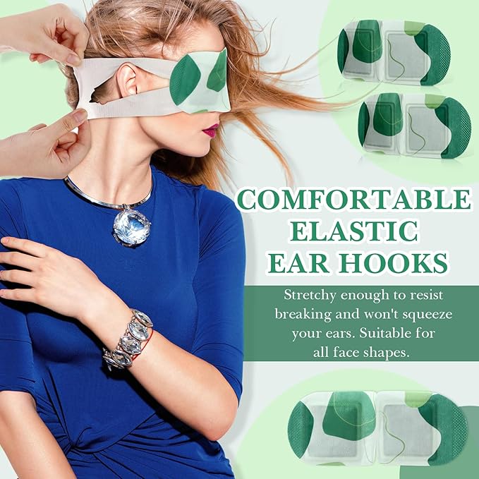100 Pcs Self Heated Steam Eye Masks Disposable Self Heating Eye Mask Bulk Steam Mask Warm Compress Gifts for Home Office Travel Warm Sleep Supplies(Green)