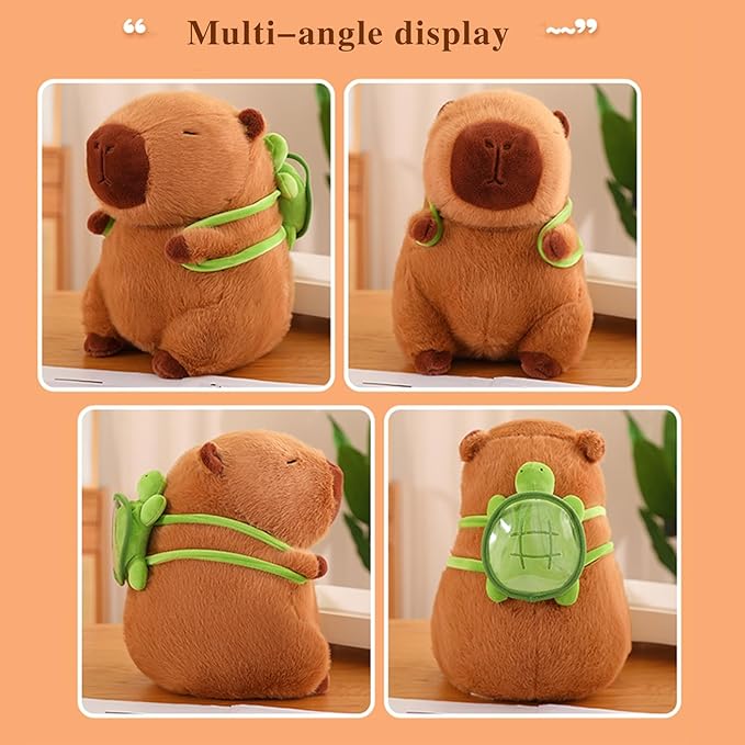 Cute Capybar Stuffed Animals with Wearable Toast headsetwear Capybar, Gifts for Kids (9 inTortoise Bag Capybar)