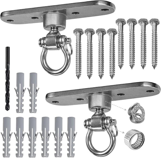 2 of Heavy Duty Stainless Swing Hanger with Smooth Swing Bearings 180°+360°, 1500 lb Capacity for Indoor Outdoor Playground Yoga Hammock Chair Sandbag Porch Swing Bag