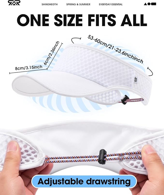 Mesh Breathable Sports Visor - Men Women Adjustable Lightweight Quick Dry Sun Hat for Tennis, Golf, Running