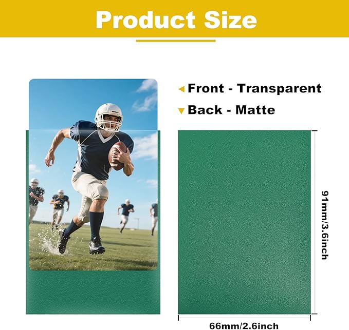 Premium Card Sleeves, 150 Sleeves 2.6''x3.6''(66x91mm) Compatible with Standard Sized Trading Card, Fit for MTG PTCG Game Card, Baseball Card, Sport Card (Green)