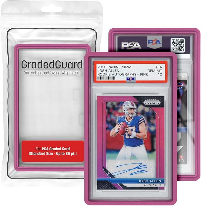 GradedGuard PSA Card Slab Protector Case, Standard PSA Size, Impact Resistant TPU Holder, Drop & Scratch Proof Frame for Graded Sports TCG Collectible Trading Cards. (Pink)