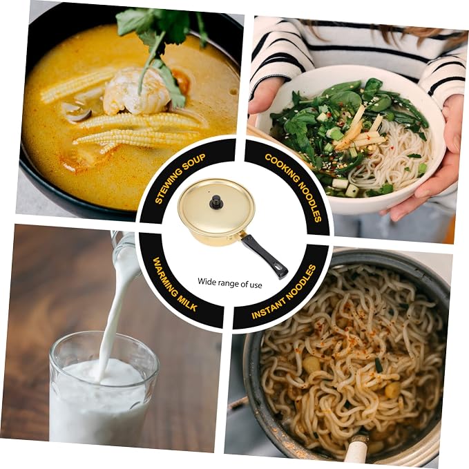 Luxshiny 1Pc Golden Korean Ramen Pot Stockpot for Cooking Noodles Soup and Food Versatile Kitchen Tool for Instant Noodles and Korean Cuisine