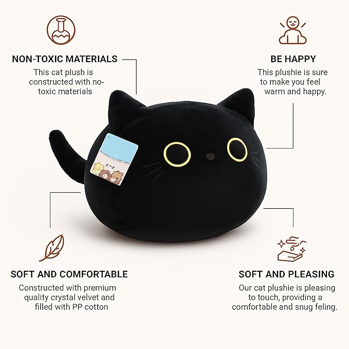 29-inch Jumbo Black Cat Plush Design - Squishy Cuddly & Fun - Ideal Gift for Family Members - Exceptional & Exclusive Size