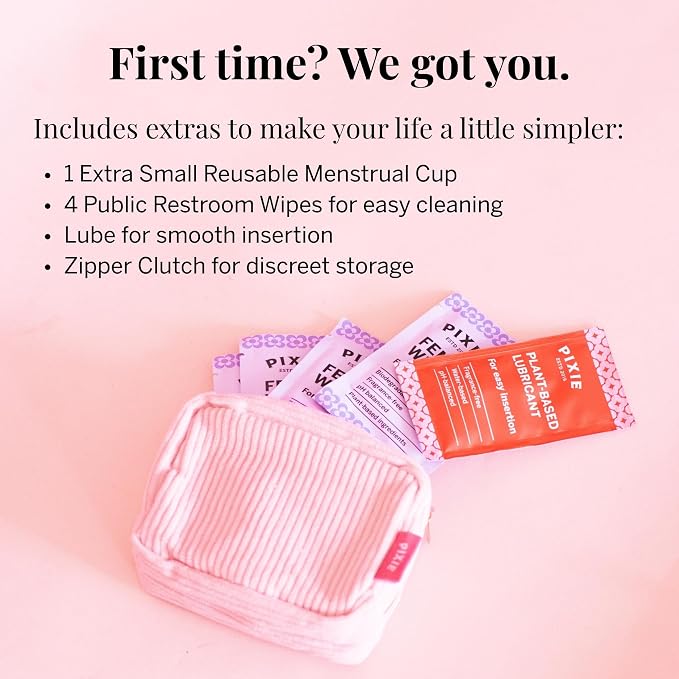 Pixie Soft Menstrual Cup - Ranked 1 for Most Comfortable Reusable Period Cup - Buy One We Give One - Includes Ebook Guide, Cleaning Wipes, Lube, & Storage Bag - Tampon and Pad Alternative