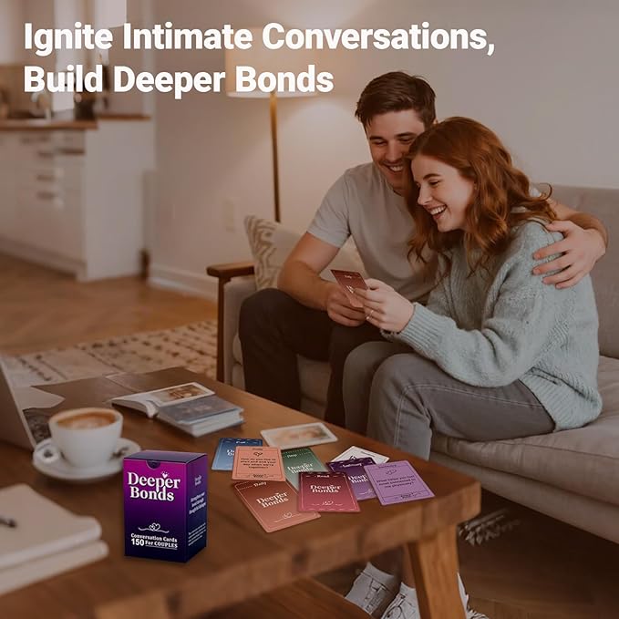 Deeper Bonds Couples Conversation Cards, Romantic Card Game for Couples,150 Meaningful Questions for Date Night, Anniversary Gifts & Relationship, Intimate Building, Icebreaker & Deep Connection