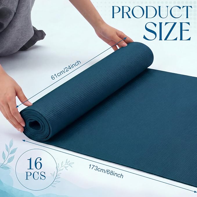 3 mm Thin Yoga Mats Bulk, Lightweight PVC Exercise Mats Non Slip Workout Fitness Pads for Yoga Pilates Stretching Classes Gym Home Studio, Easy to Clean