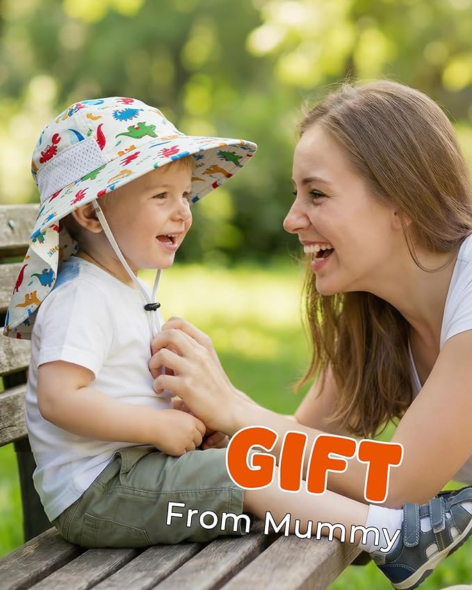 Toddler Baby Sun Hat Kids Summer Beach Essentials Adjustable Beach Hats with Bucket Wide Brim for Boys Girls Age 0-14 Years