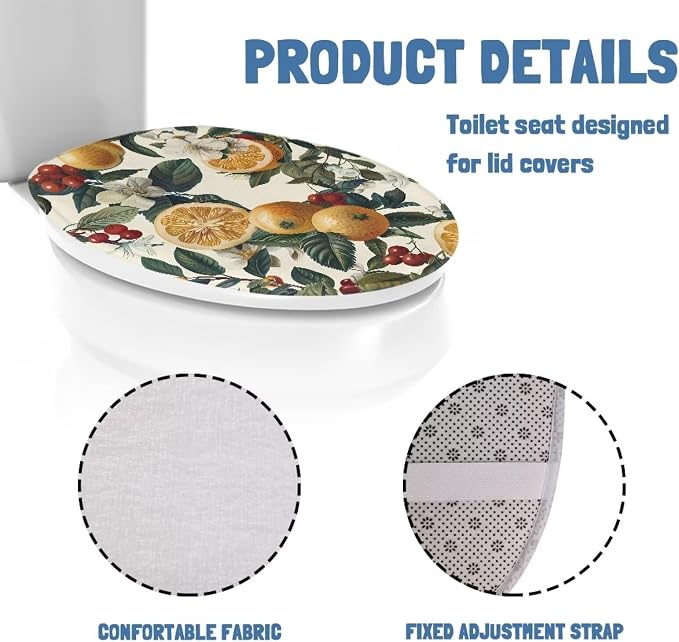 Lemon Toilet Lid Cover, Bathroom Decorative Flannel Soft Toilet Lid Cover, Bathroom Accessories Machine Washable Reusable Toilet Seat Cover