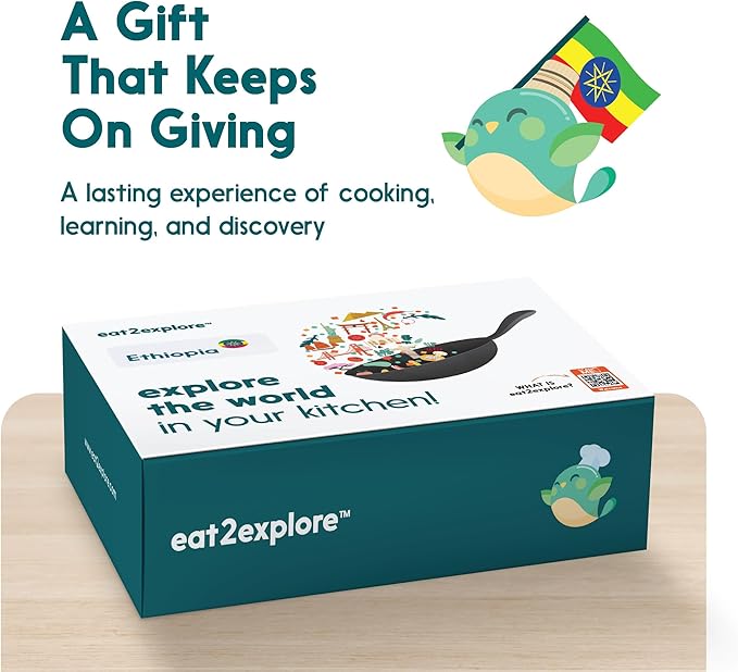 Cooking Kits for Kids - Interactive & Educational Set with 3 Recipe Cards, Key Ingredients & Cooking Tools - Ideal Idea for Kids who Love to Create Meals (Ethiopia Edition)