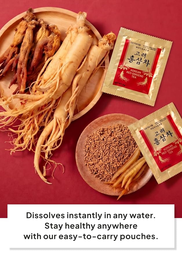 Korean Food TETHYS Red Ginseng Tea, 9-Step Panax Ginseng, 300g Granules Mix | Instant granules made from 9-step steamed and dried Korean Panax red ginseng, caffeine-free
