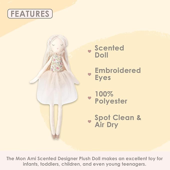 MON AMI Vanilla Scented Designer Plush Doll – 21”, Fun Adorable Stuffed Toy Gift for Kids of All Ages, Use as Toy or Room Décor