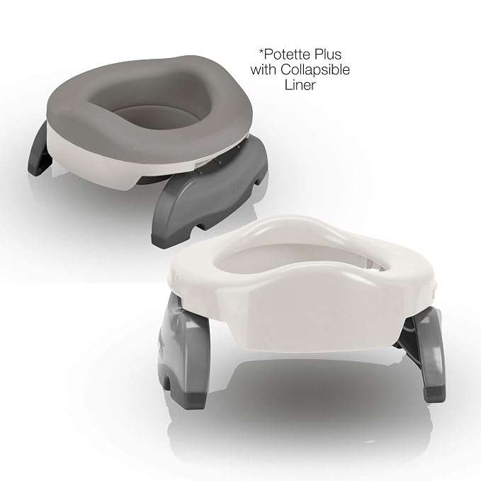 Potette Plus Potty Value Pack: Kalencom 2in1 Potette Plus Portable Potty and Reusable Collapsible Liner for Home Use (White/Gray)