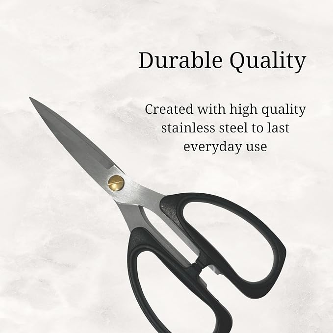 2 Pack All Purpose Kitchen Scissors, Durable Stainless Steel Scissors, Soft Grip Comfort Handle, 7.75 Inch, Black