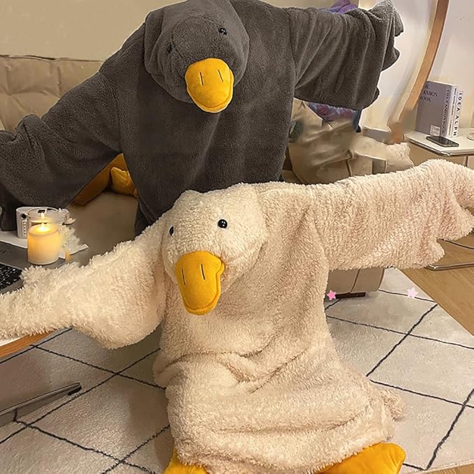 Goose Blanket Hoodie Onesie Adult & Kid,Oversized Warm Duck Wearable Hoodie Blanket with Sleeves,Cozy Sleeping Bag