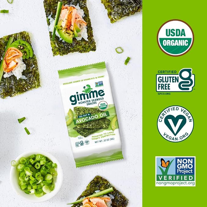 Gimme 12 CT Sharing Size Sea Salt & Avocado Oil Seaweed Snacks, 9g, 0.32oz