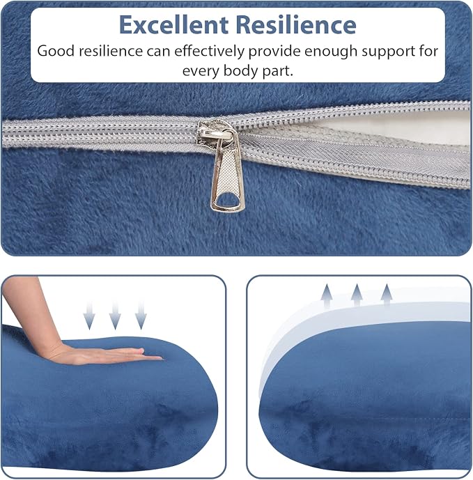 BATTOP Pregnancy Pillows for Sleeping,Body Maternity Pillow with Cooling Washable Cover,Support for Back,Hips,Legs,Belly for Pregnant Women,New Mom Gifts for Women (Dark Blue)