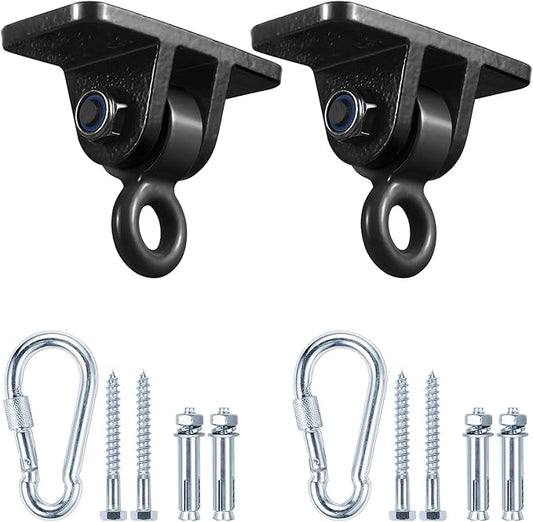 Swing Set Brackets, MDAIRC Heavy Duty Swing Hangers for Wooden Sets Playground Porch Indoor Outdoor & Hanging with Snap Hooks (2 Pack Black Swing Hook)