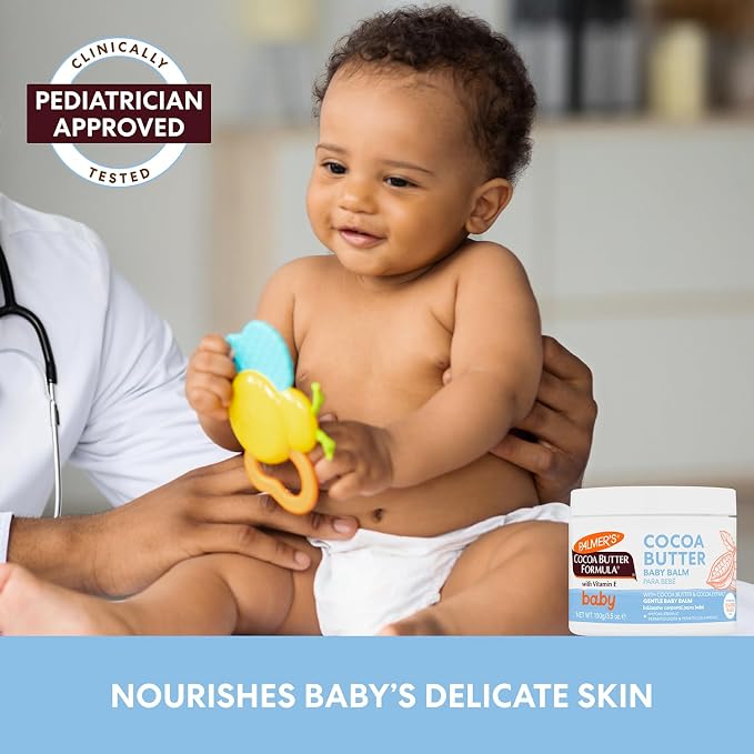 Palmer's Baby Balm, Cocoa Butter Formula Hydrating Baby Cream, 3.5 Oz, Nourishing Dry Skin, Eczema, Cradle Cap & Diaper Rash Cream, Hypoallergenic, 48Hr Moisture, Dermatologist Tested Essentials