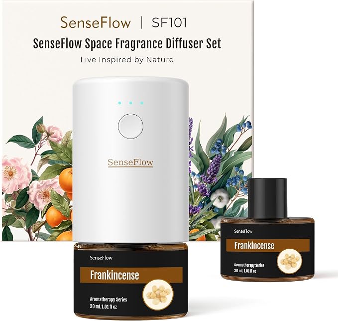 Essential Oil Refill 1.02oz/30ml - Free SF101 Waterless Aromatherapy Diffuser, Covers 1000 Sq Ft, 120-Day Natural Scent,Frankincense