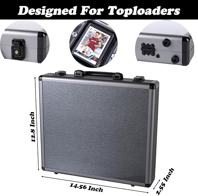Azamou Toploader Binder for Trading Cards, Hard Cases, Holds 216 Toploaders, 9 Pocket Sleeves for 3" x 4" Cards (Gray 216-Toploaders)