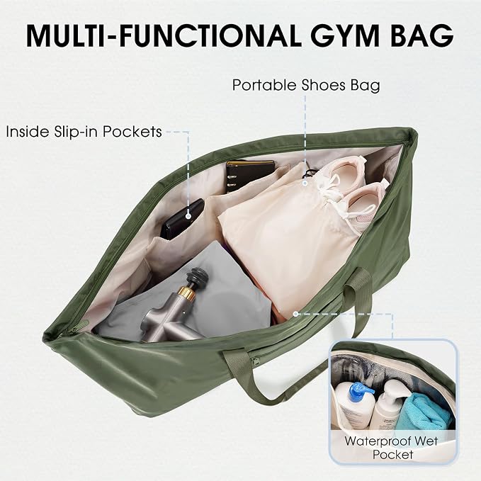 sportsnew Large Yoga Mat Bag with Shoes Compartment and Wet Pocket Ladies Pilates Gym Tote Bag with Yoga Mat Holder Strap for Women Men Workout Carrier Stuff Accessories