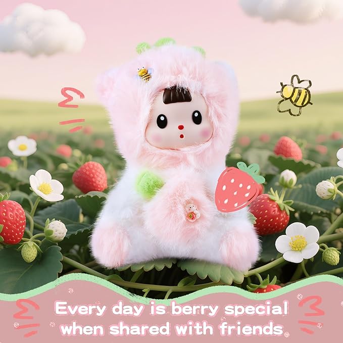 Kawaii Plush Doll, Stuffed Animals with Vinyl Face Pink Strawberry Cat Shaped for Girls Boys Kids Lovers, 7 inches Kawaii Vinyl Plush Pendant Cute Figurines Gifts for Collectibles Home Decor Birthday