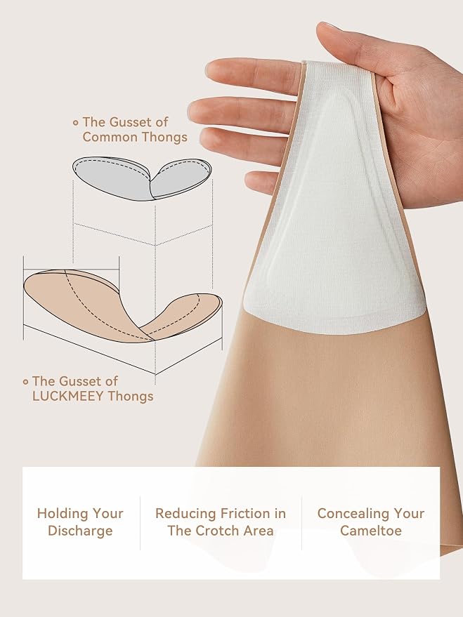 LUCKMEEY Cotton Thongs for Women Seamless Thongs for Women No Show Thong Panty Liners Workout G-String Thongs Underwear