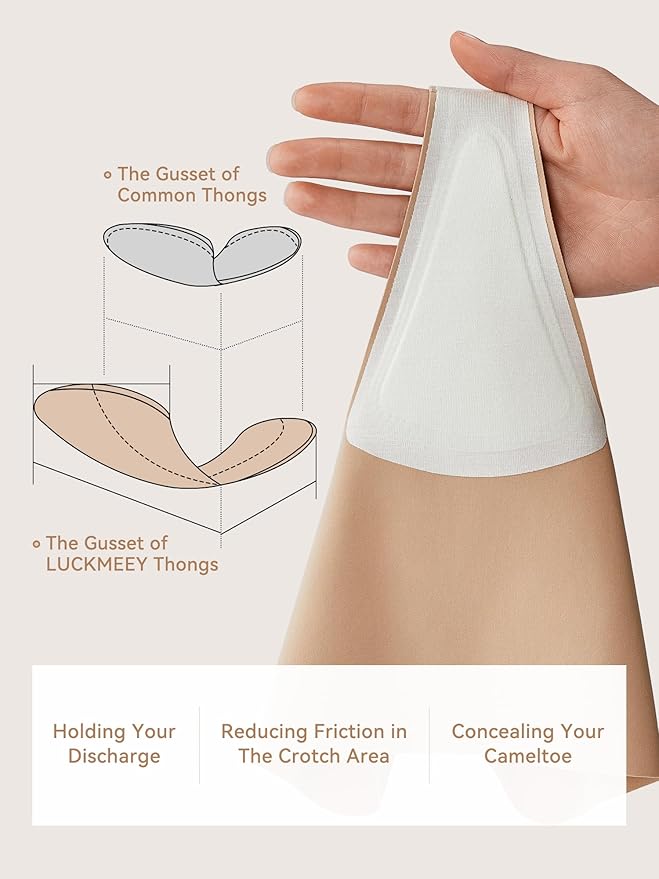 LUCKMEEY Cotton Thongs for Women Seamless Thongs for Women No Show Thong Panty Liners Workout G-String Thongs Underwear