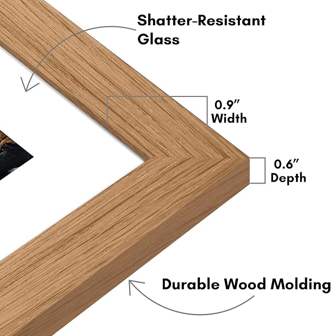 Americanflat 8x10 Picture Frame with Shatter-Resistant Glass - Use as 5x7 Frame with Mat or Display 8x10 Photo Without Mat - Signature Collection - Picture Frames for Tabletop and Wall - Dark Oak | Shatter-resistant glass, wall or tabletop display with...