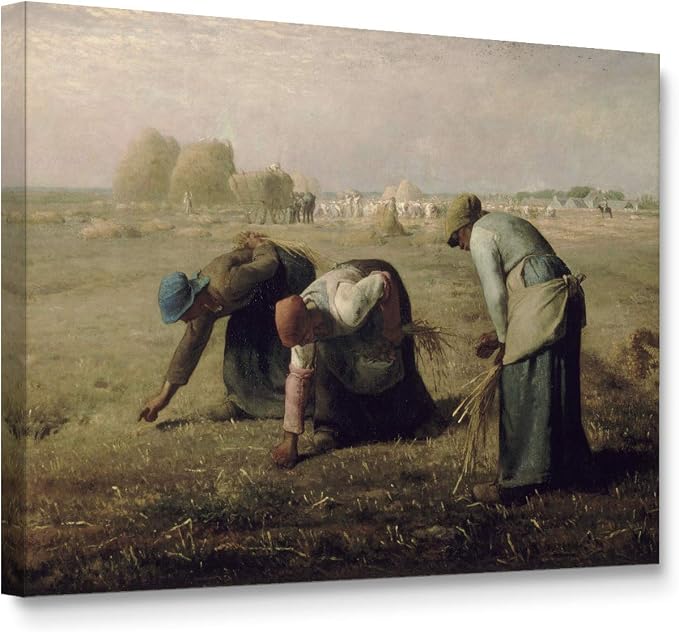 Niwo ART - The Gleaners, World's Most Famous Paintings Series, Canvas Wall Art Home Decor, Gallery Wrapped, Stretched, Framed Ready to Hang (20"x16"x3/4")
