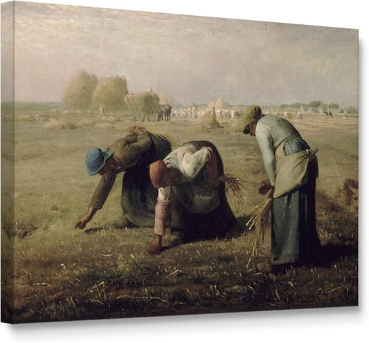 Niwo ART - The Gleaners, World's Most Famous Paintings Series, Canvas Wall Art Home Decor, Gallery Wrapped, Stretched, Framed Ready to Hang (20"x16"x3/4")