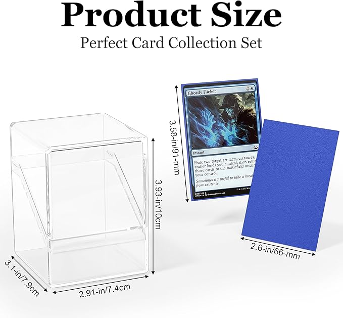 YSCare Card Deck Case, Deck Box with 100 Pack Card Sleeves and Divider, Standard Size Clear Commander Cards Storage Box Fit for MTG, Sport, Trading Cards (Navy Blue)