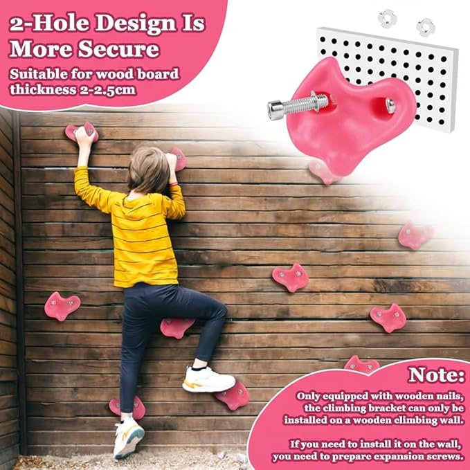 veimia Rock Climbing Holds for Kids, 10PCS Extra Large Climbing Wall Grips with Mounting Hardware and Hex Wrench, Indoor Outdoor Playground Rock Wall for Wooden Board, Weight Capacity 230 lbs