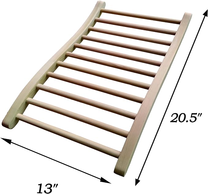 LTCCDSS Sauna Backrest Canadian Hemlock Wooden | S-Shape Design - Slip-Resistant - Non-Toxic - Comfortable - Sauna Accessories Kit Apply to Barrel or Infrared Sauna (20.5 in * 13 in)
