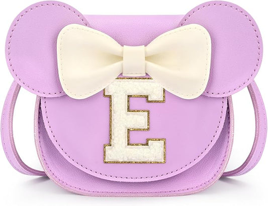 mibasies Toddler Purse Girl Gifts: Girls Birthday Gifts for 3-8 - Toys for Ages 2-4 Girls Mouse Ears Purse, Purple, Letter E