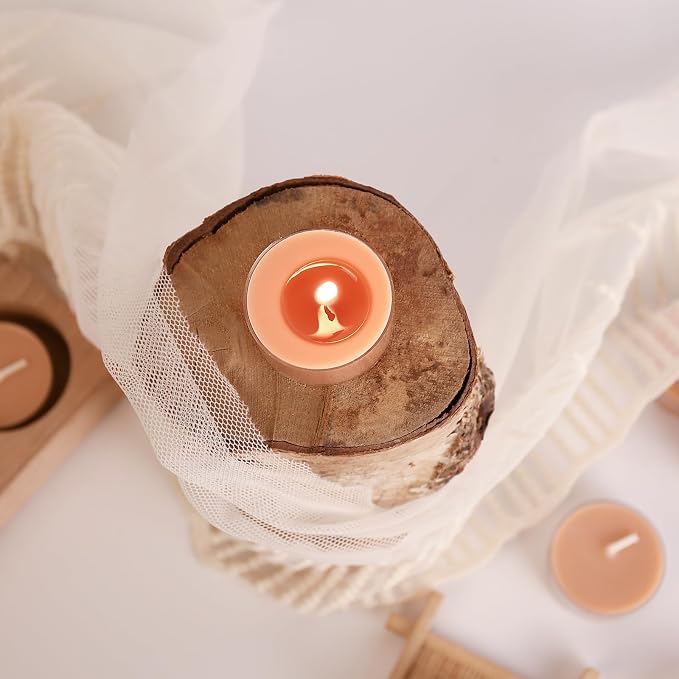 DEYBBY Natural Velvet Wood Scented Soy Wax Tealight Candles Bulk, Aromatherapy Luxury Tea Candle Set of 36-4 Hour Burning Great Gift